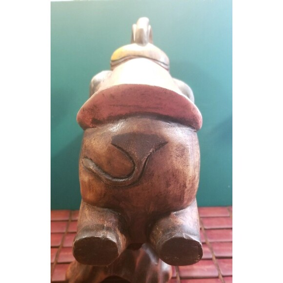 Vintage Hand Carved & Hand Painted Wooden Elephant Rocking Horse 10.5"x7.25"x4" - Picture 5 of 6